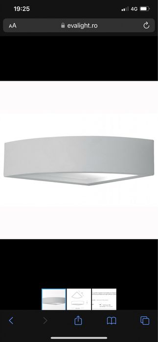 Aplica de colt din ghips, culoarea alba, nefolosita