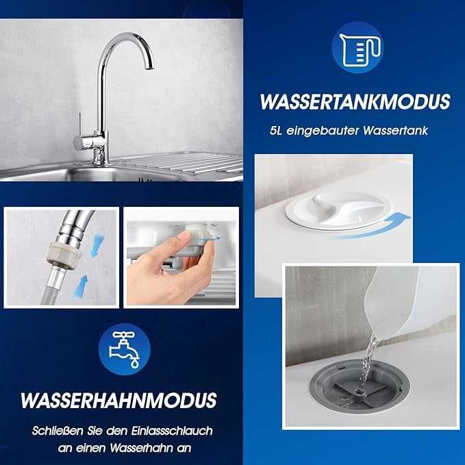 Mașină de spălat vase mini AIRMSEN, mașină de spălat vase de masă cu 5+1 programe