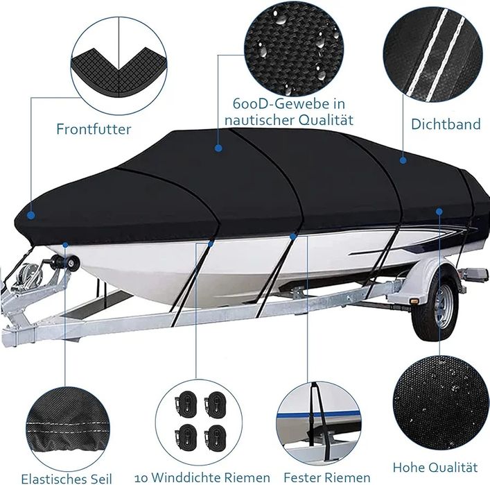 Водоустойчиво покривало за лодка до 5.8м Big Ant, 600D текстил, 17-19 FT, UV защита, прахоустойчивост