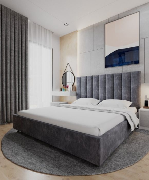 Кровать темно серая 180х200см