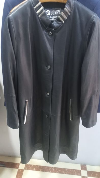 Натуральный кожа. Полу плащь/Кардиган