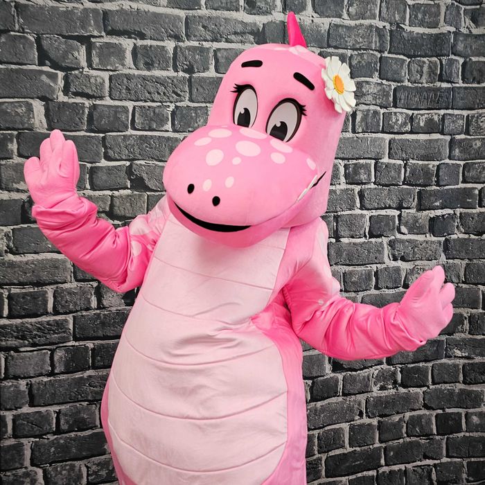 Costum Mascota Dinozaur Roz Adult Profesional – Mascota Evenimente