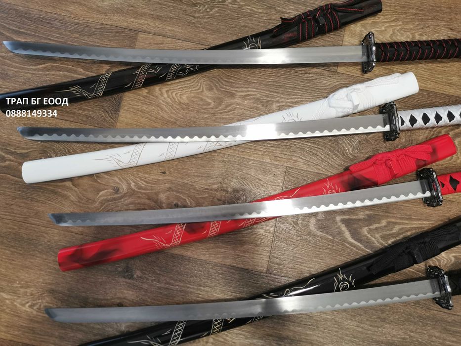 Катана Самурайски меч 5 разцветки Незаточен Тренировъчен Katana Дракон