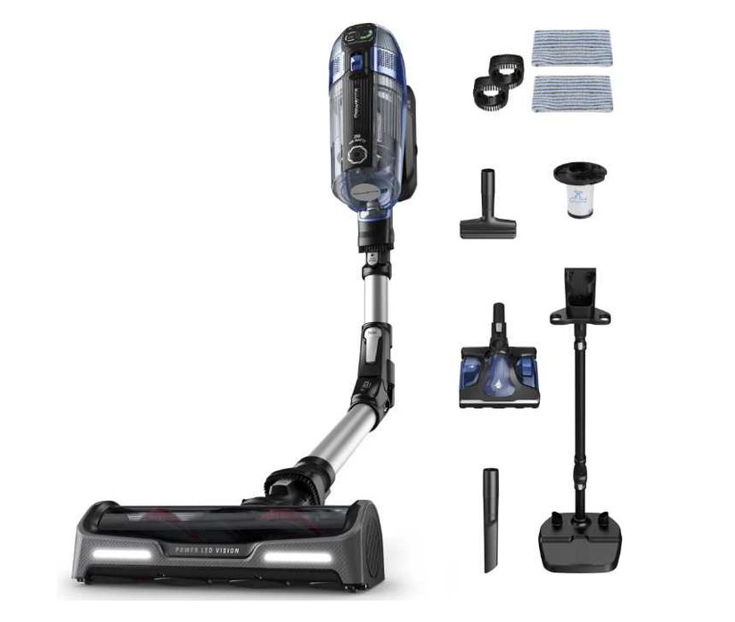 Aspirator vertical fara fir Rowenta X-Force Flex 14.60 Aqua RH99C3WO cu mop, 480W, 32.4V, autonomie 70 min