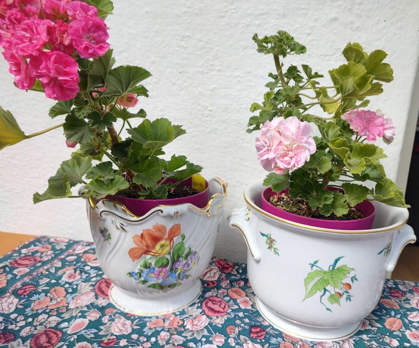 Ръчно рисувана голяма кашпа на Herend Унгария