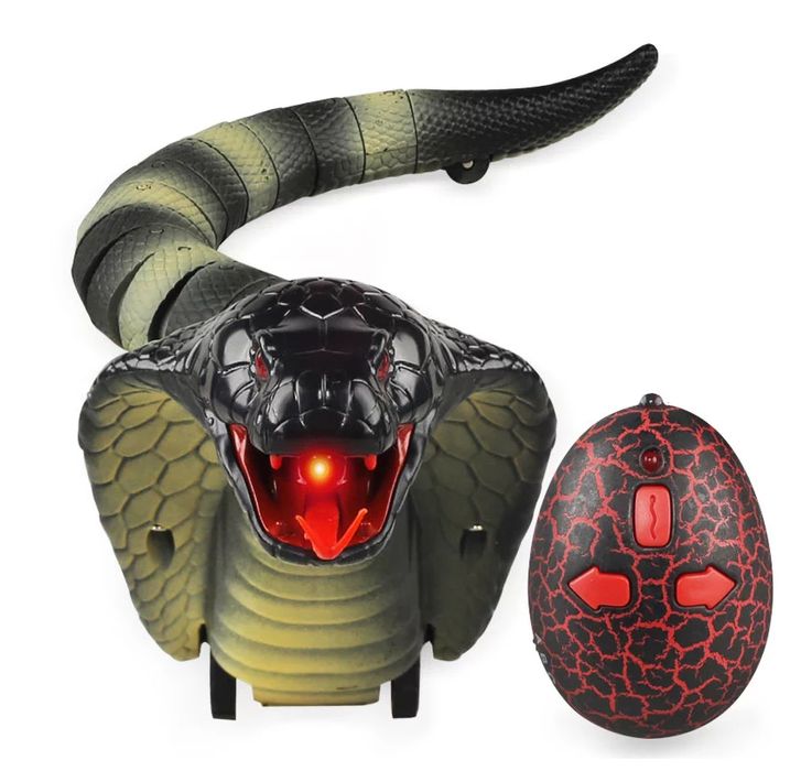 Jucarie interactiva THK, Sarpele cobra cu telecomanda, Verde, 43cm