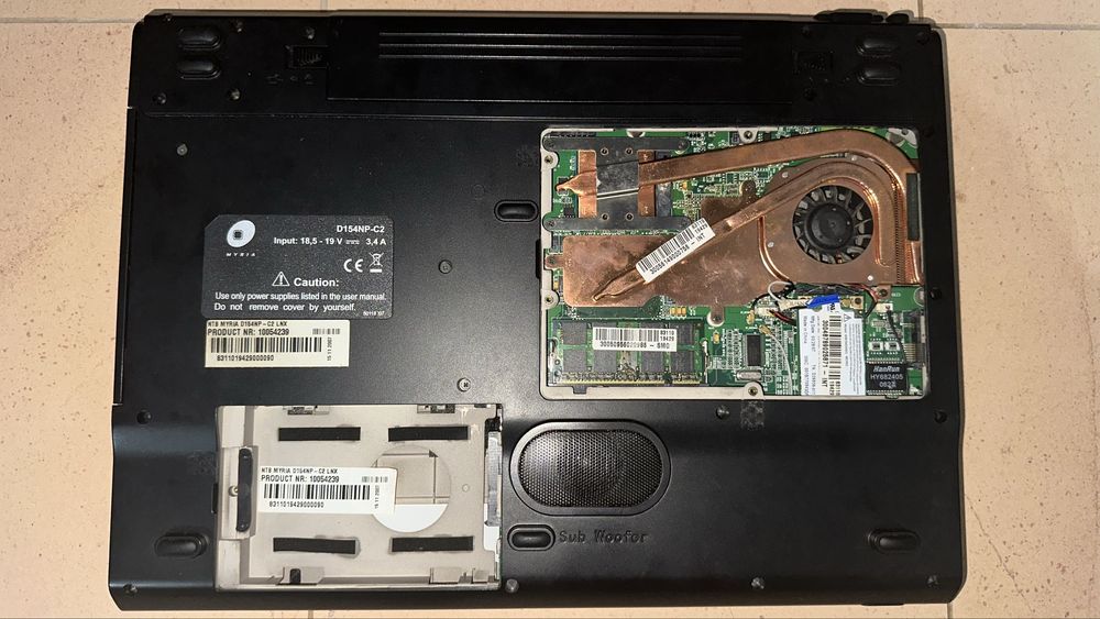 Laptop Myria D154NP-C2 pentru piese sau recondiționare – fără HDD și încărcător