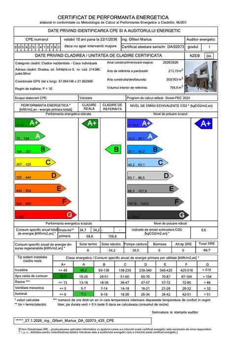 Vand Casa in Oradea - Infratirii 9 - A+