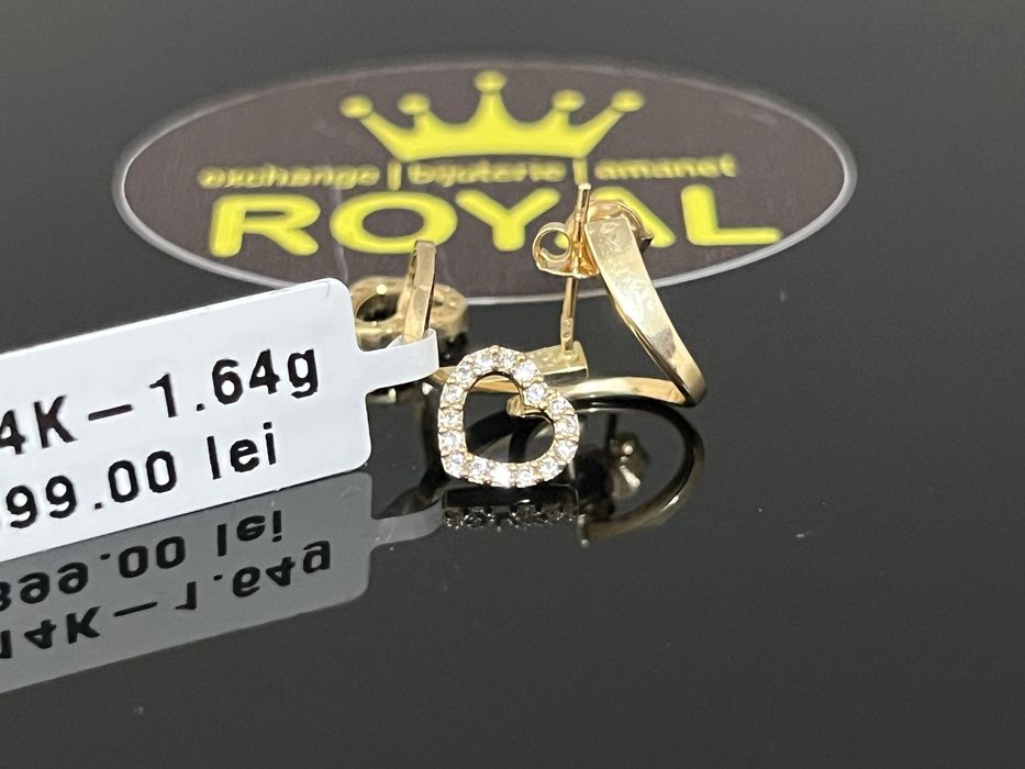 Bijuteria Royal CB : Cercei ondulati inimi aur 14k 1,64 grame