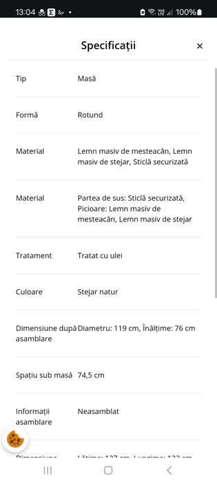 Masa rotunda sticla jysk