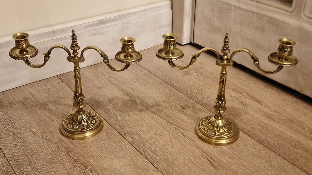 Масивни свещници, месинг, 2.4кг Франция.