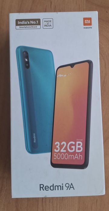 Смартфон Redmi A9 черен+ Стикер за защита от електромагнитно излъчване (EMF) + оригинална кутия с ключе за sim карта
