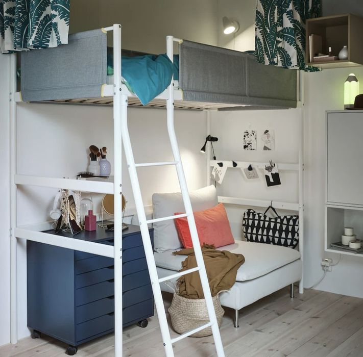 Pat copii IKEA VITVAL supraetajat 90x200 cm