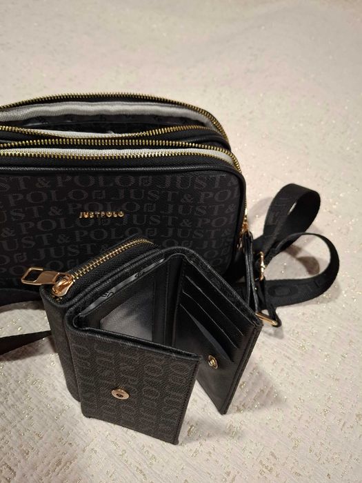 Дамска кожена чанта и портфейл