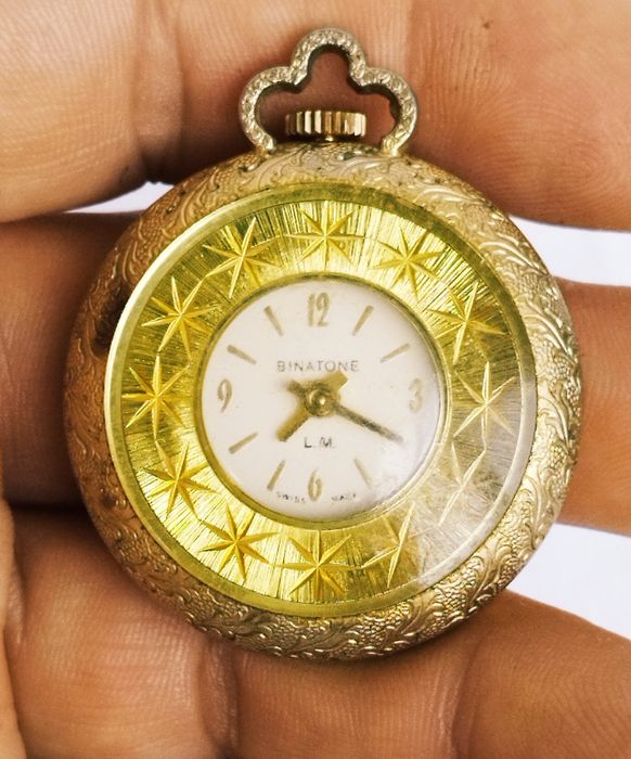 Ceas de damă Binatone pandantiv, mecanic, din oțel inoxidabil, vintage