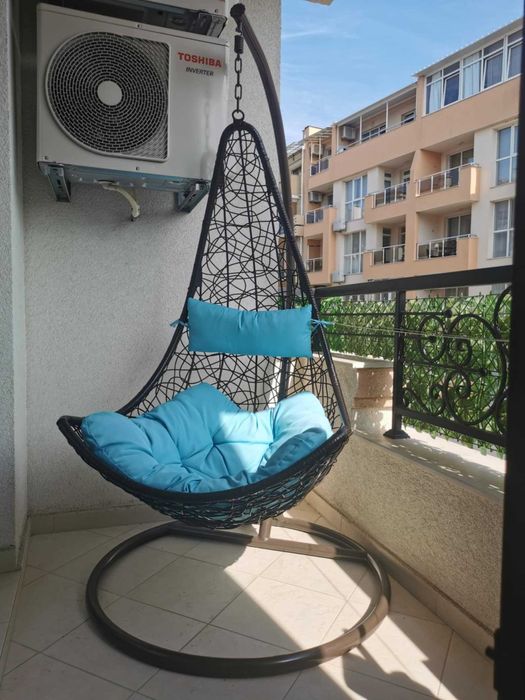 Градинска люлка със стоманена основа Ø103 и ажурен PVC ратан