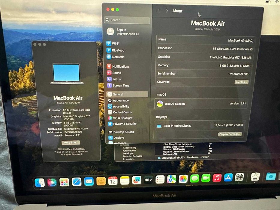 Laptop MacBook Air 2019 retina 13 inch i5  8GB Ram SSD Impecabil