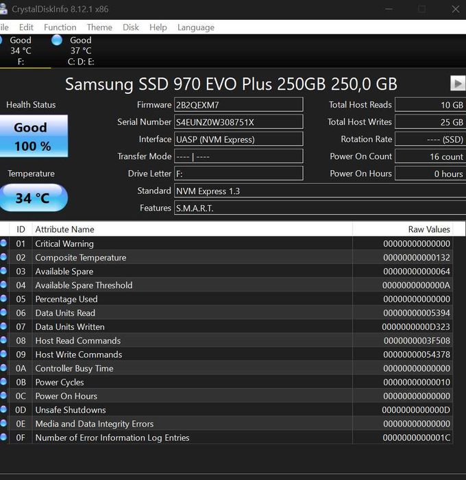 SSD Samsung 250GB M.2 NVMe
