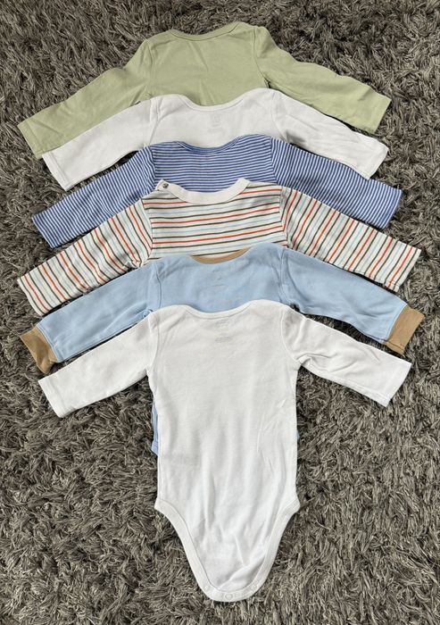 Lot 6 bodyuri cu maneca lunga 6 luni