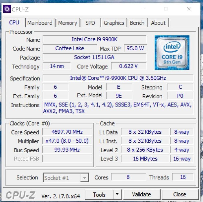 Процесор Intel - Core i9-9900K, 8-cores, 5.00GHz LGA 1151