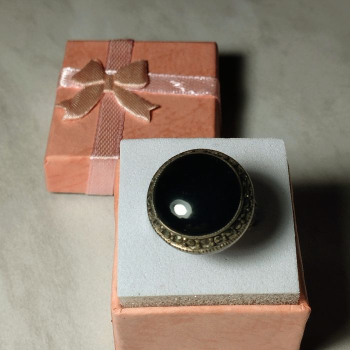 Перстень с черным агатом серебро