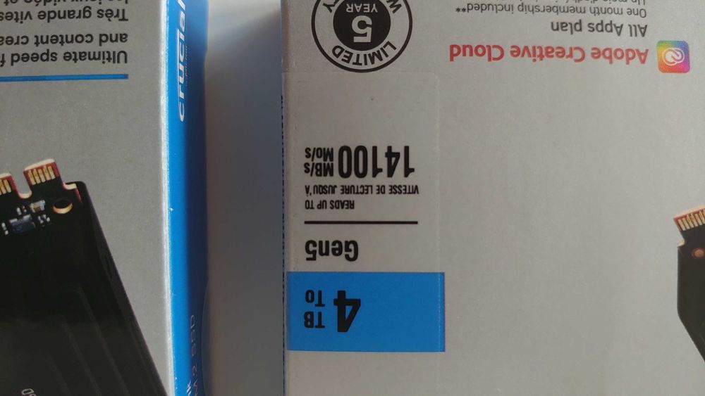 Crucial T705 4TB PCIe Gen5 NVMe M.2 SSD with heatsink 14100 MB/s