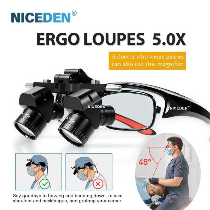 Lupe ERGO 5X cu led kit complet microscop dentist stomatologie