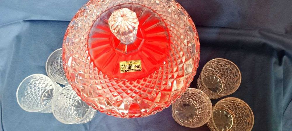 Хрустальная крюшонница со стаканами