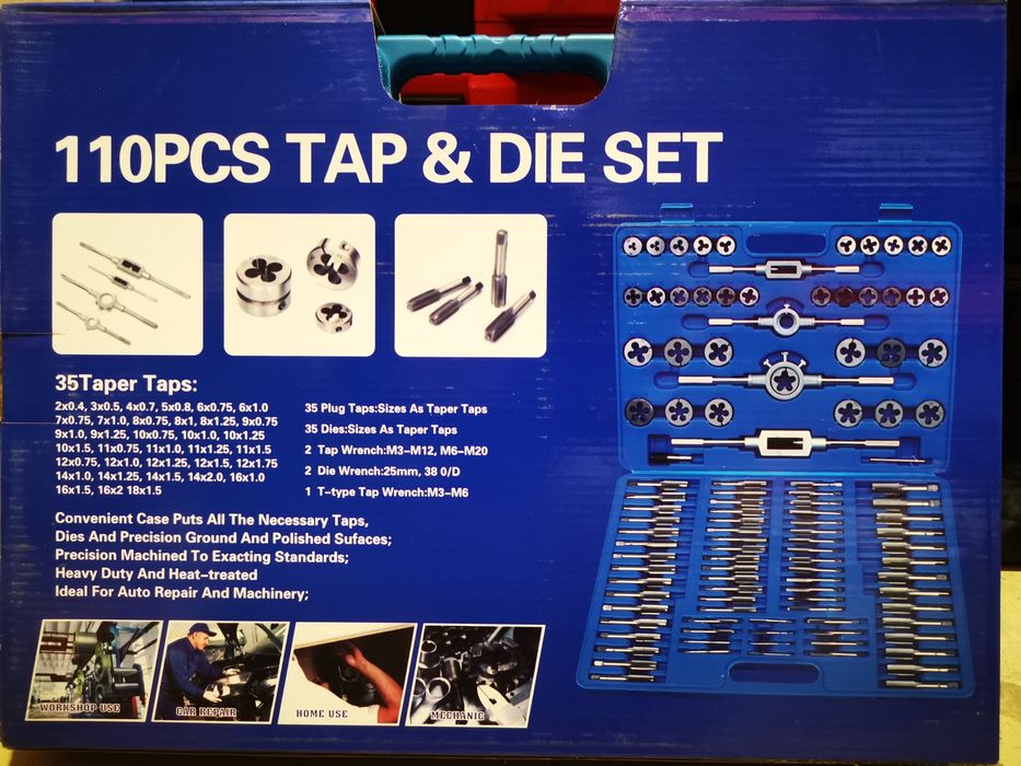 Trusa profesionala tarozi și filiere 110 pcs-set filiere/tarozi 110buc