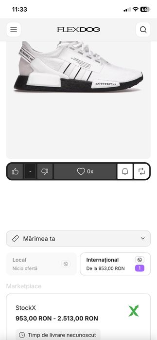 adidas originali NMD R1 V2 Cloud White mar 43/44 int 28,5 cm