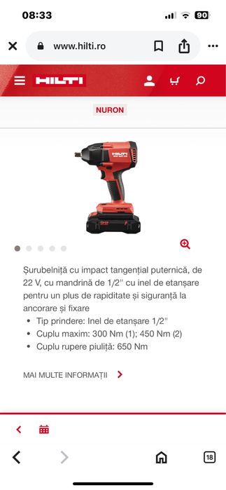 Filetante cu impact Hilti SIW 4 AT sau SIW 6-22 Nuron-Noi in cutie