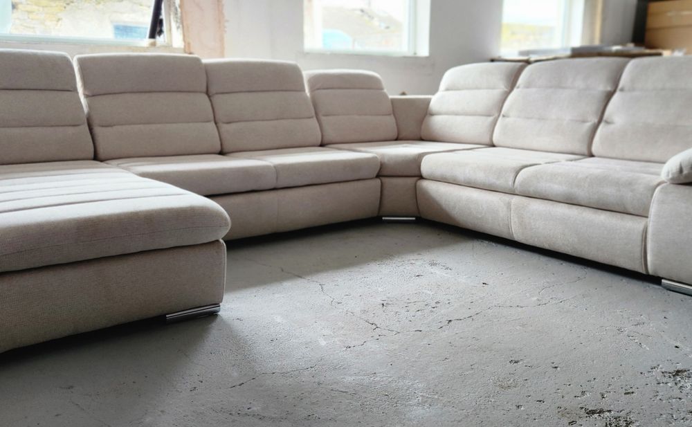 NOU Coltar U form, beige, stofă, extensibil