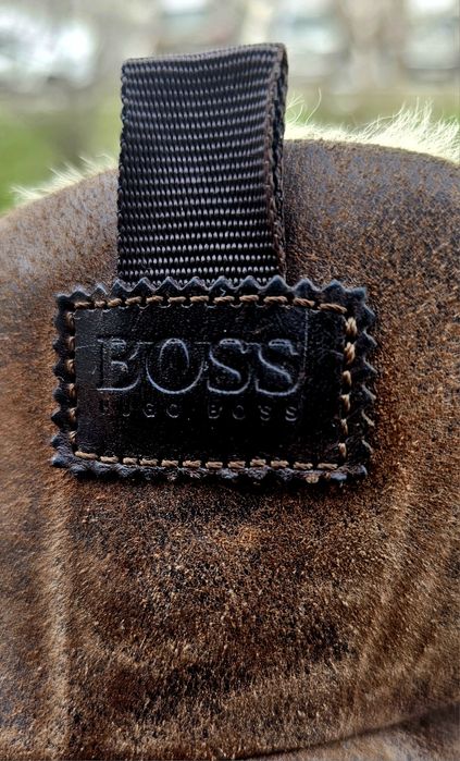 Ghete piele Hugo Boss blana miel marimea 41