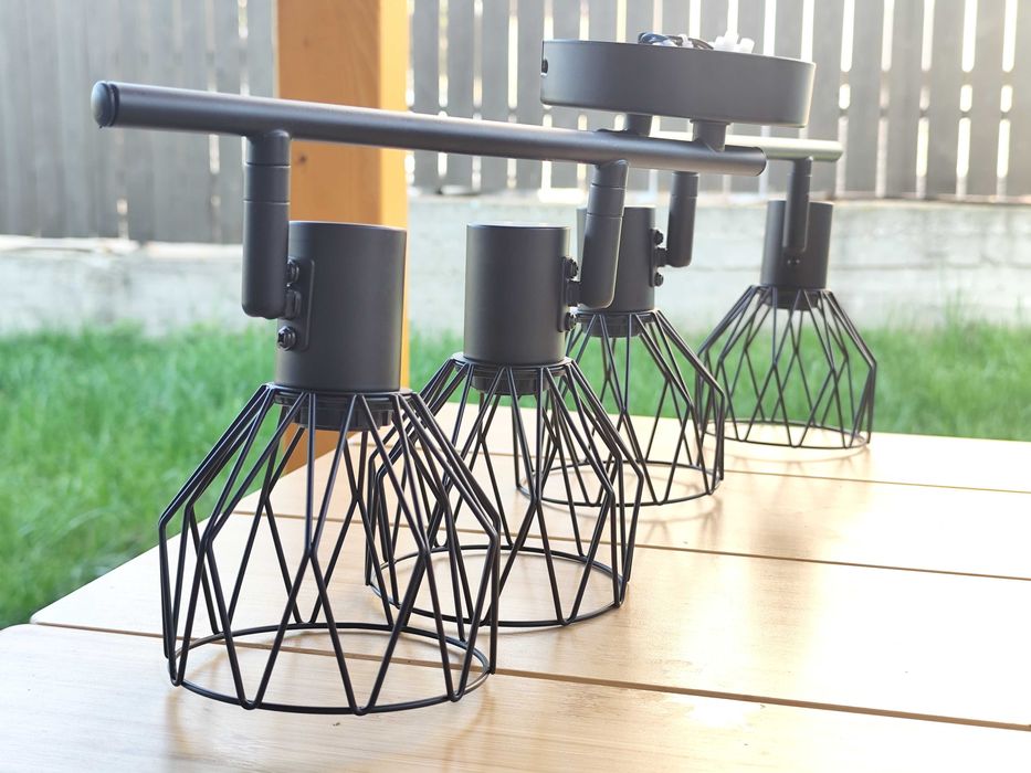 KYOTECH Lampă spot E14 neagră cu 4 becuri Spot cu LED de plafon rotativ 350° și rotativ Spot de plafon E14 spot pentru 4 becuri E14  fără becuri