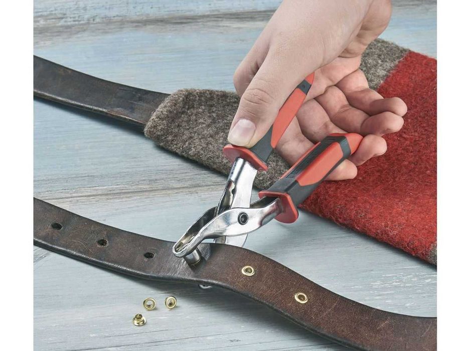 SET 3 CLESTI GAURIT si aplicat capse, cleste PREDUCEA, PERFORAT curea, piele pasla copertine, huse materiale groase; nou, sigilat realizat in Germania