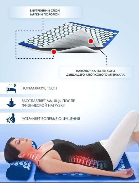 Массажный коврик аппликатор с чехлом