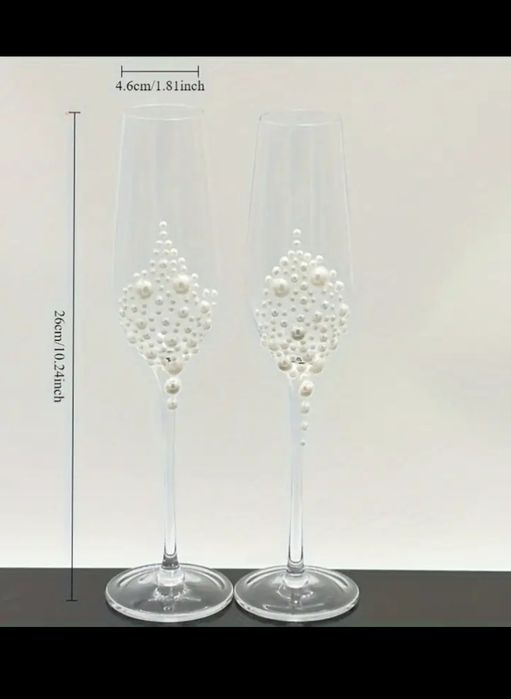 Булчинска рокля размер до 135 бюст + 4 чаши за шампанско + букет