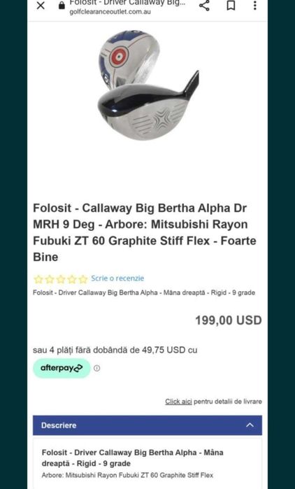 Vand crose din carbon golf primite din SUA.