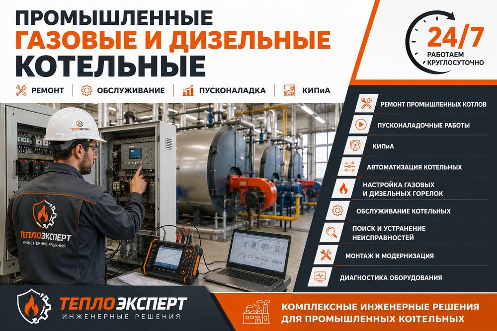 Ремонт и обслуживание промышленных газовых и дизельных котлов