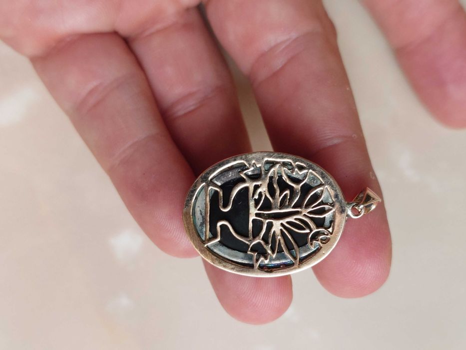 Pandantiv vechi din aur si argint cu diamante naturale