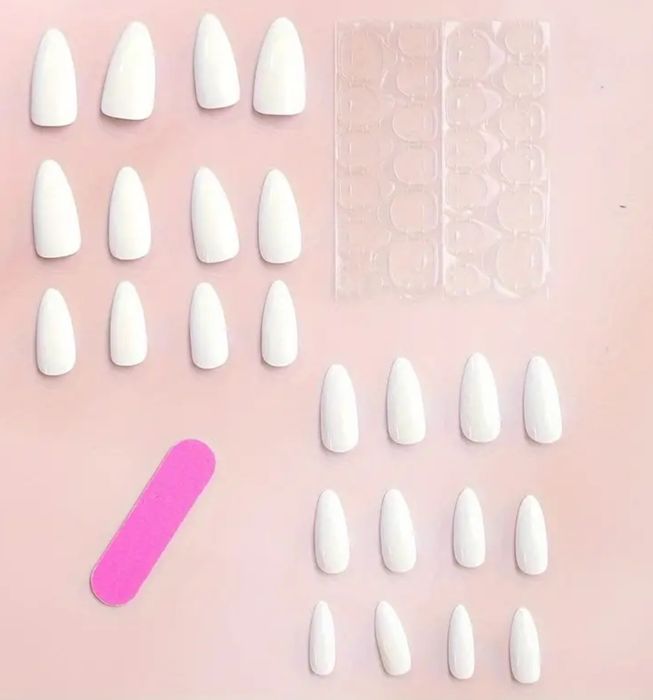 Unghii false pentru mâini sau picioare culoare alba