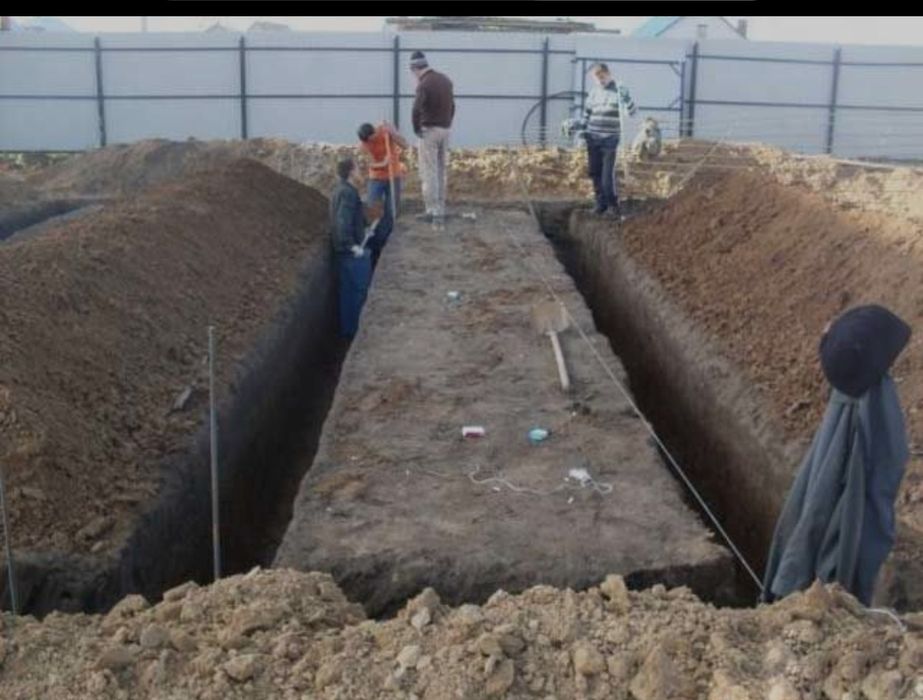 Траншея ковлаш фундамент куйиш