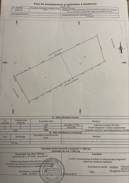 Teren 1500 m2 la strada principala DN sat Stanca Osoi(com.Comarna)!