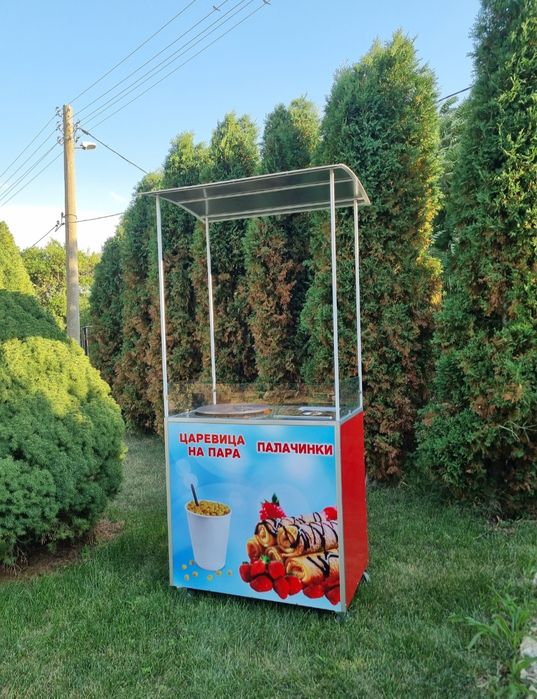 Количка за царевица на пара. Количка за палачинки