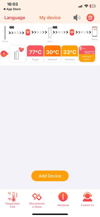 Термометър за месо - 262FT, Безжичен, Bluetooth