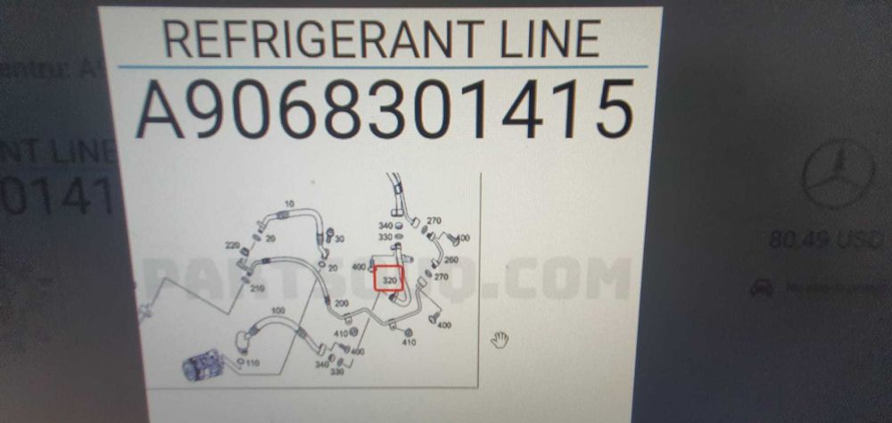 Conducta a/c Mercedes Sprinter/VW Crafter A9068301415/2E0820721E
