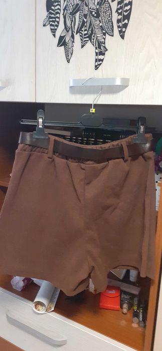 Fusta-pantalon din stofa maro