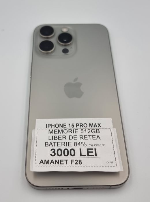 Amanet F28: Telefon Iphone 15 Pro Max 512 GB