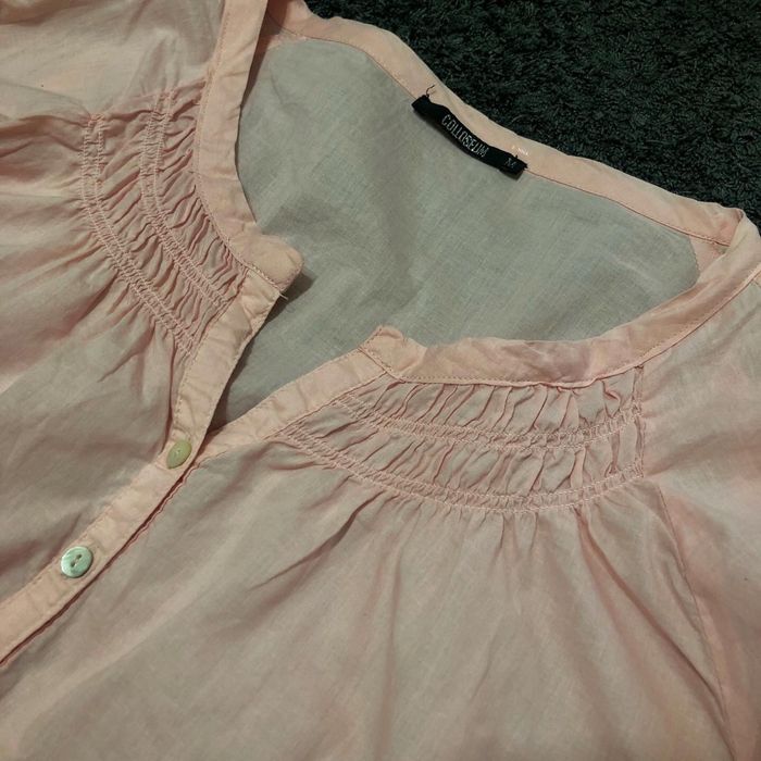 Cămașă roz cu mâneci trei sferturi și detalii deosebite