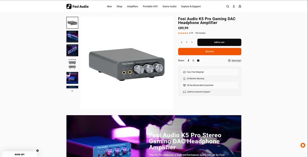 Fosi Audio K5 Pro Gaming DAC / Headphone Amplifier – Garanție